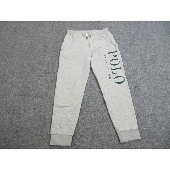Polo Ralph Lauren Jogger Pants Mens Small Gray Green Big Logo Drawstring Cuffed - Picture 1 of 15